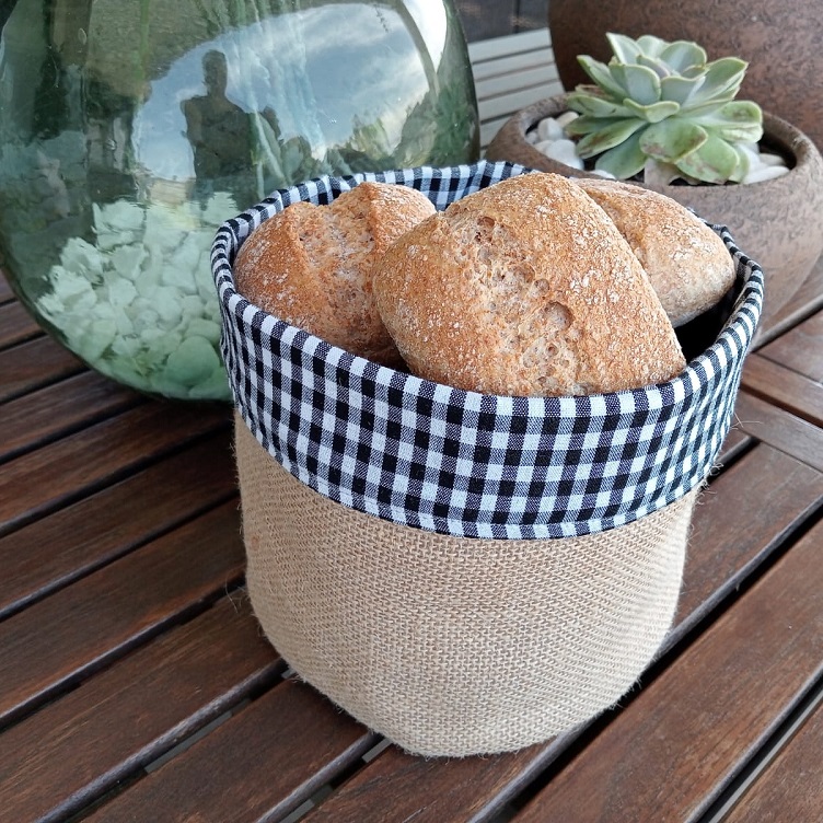 Cesta para pan vichy negro